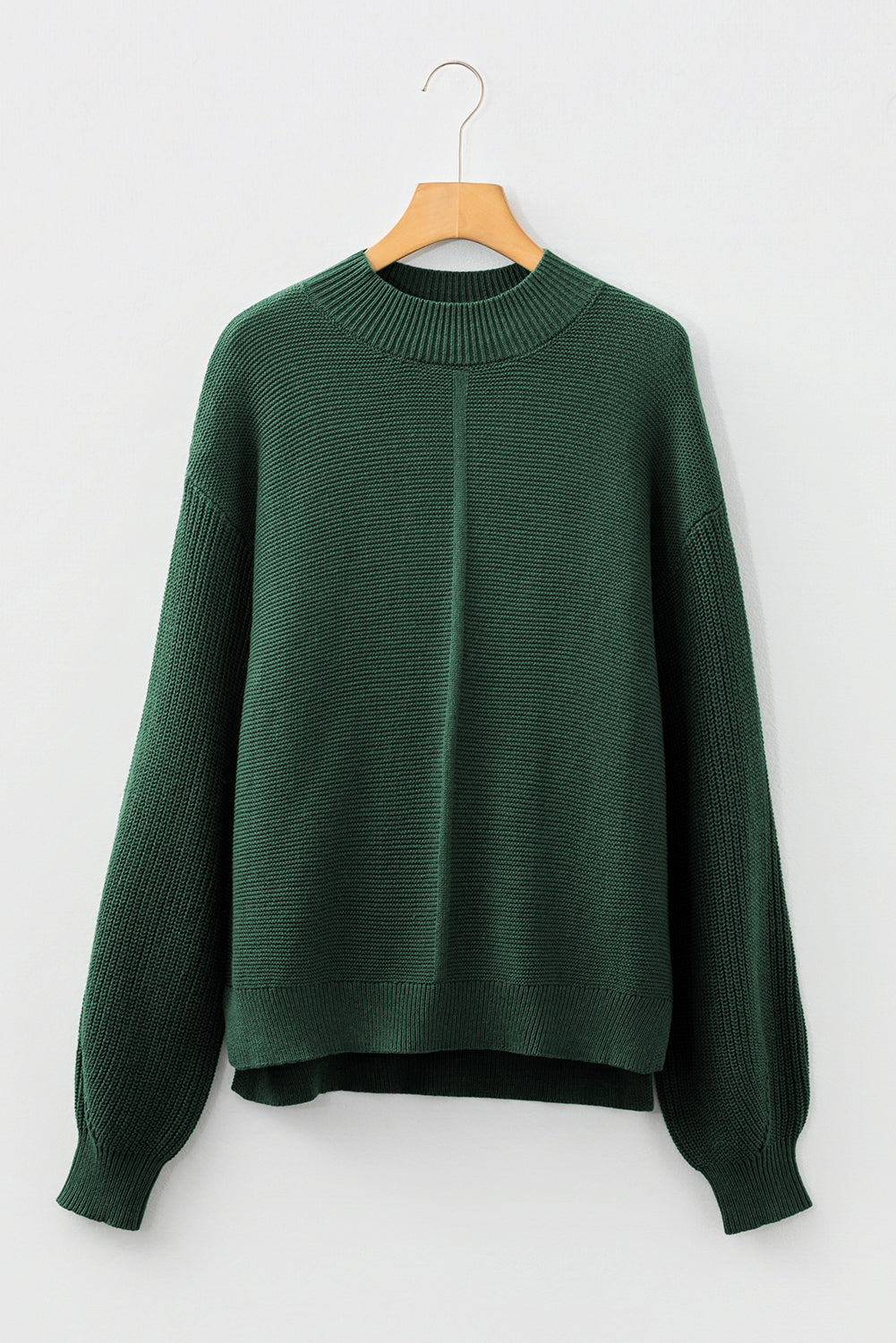 Red Dahlia Solid Color Front Seam Drop Shoulder Loose Sweater