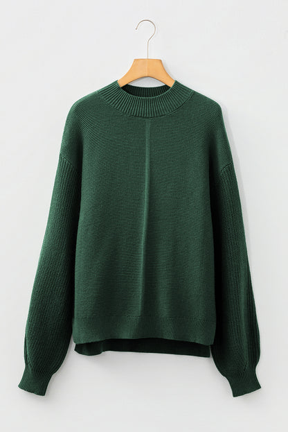 Red Dahlia Solid Color Front Seam Drop Shoulder Loose Sweater