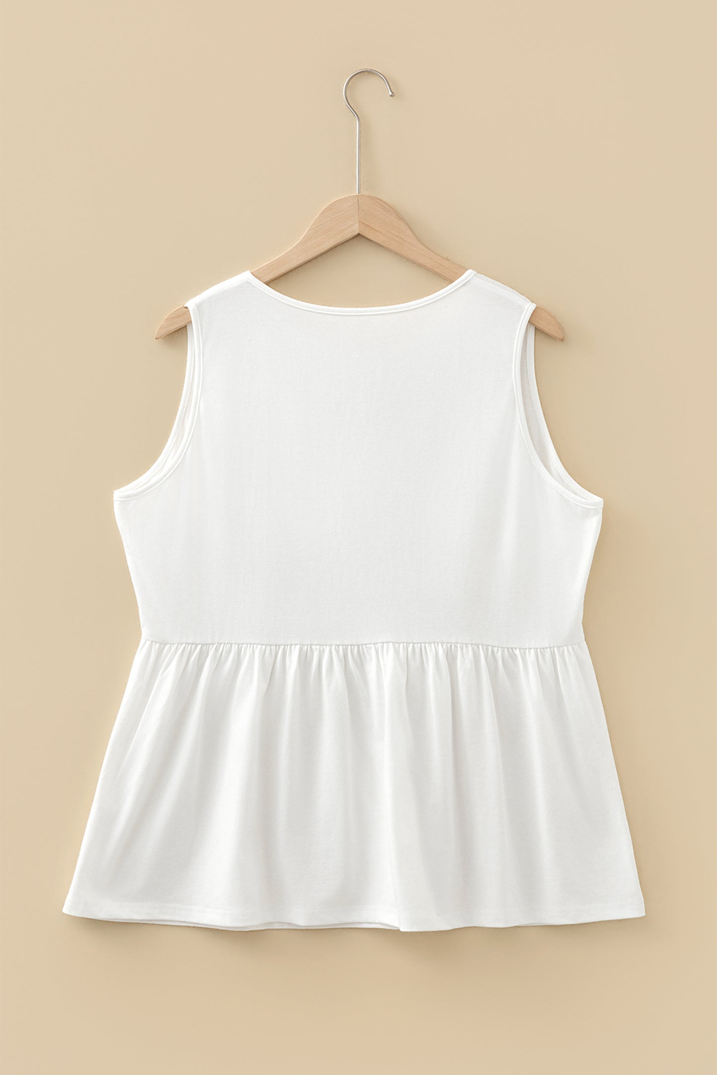 Beau Blue Plus Size Solid Color Bow Tie Peplum Tank Top