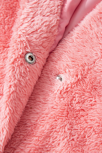 Gossamer Pink Varsity Striped Banding Patchwork Winter Plush Vest