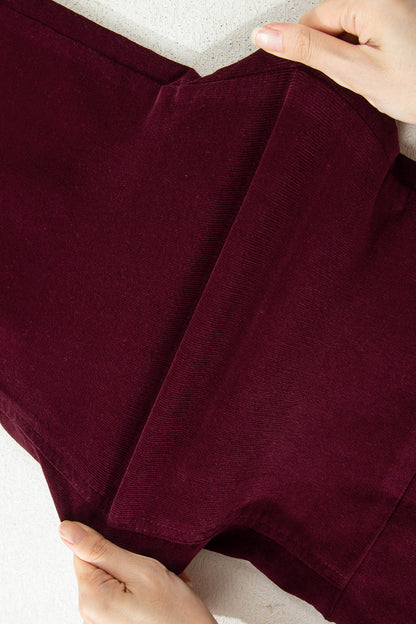 Vineyard Green Corduroy Solid Color High Waist Wide Leg Pants