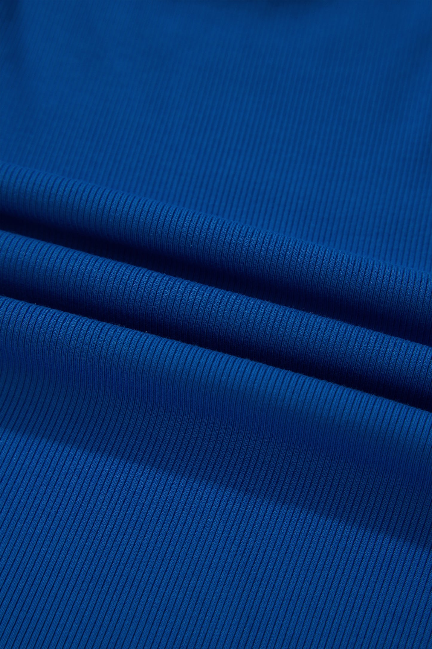 Dark Blue Ribbed Slim Tank Pocketed Wide Leg Shorts Set