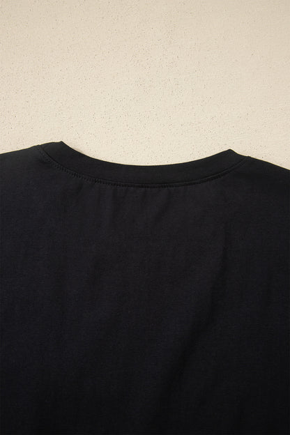 Dark Blue Varsity Striped Short Sleeve Crew Neck T Shirt