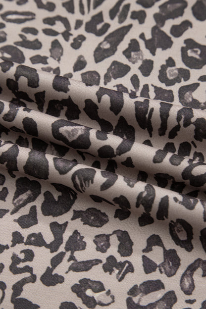 Pink Leopard Print Patchwork Crew Neck Sweatshirt