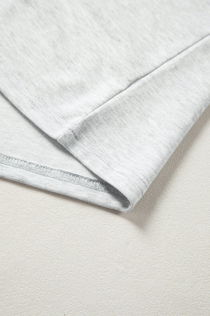 Light Grey Mixed Print Raglan Sleeve Patchwork Exposed Seam Pullover Top