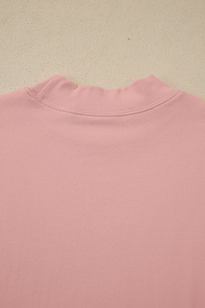 Black Solid Color High Neck Oversize Tee