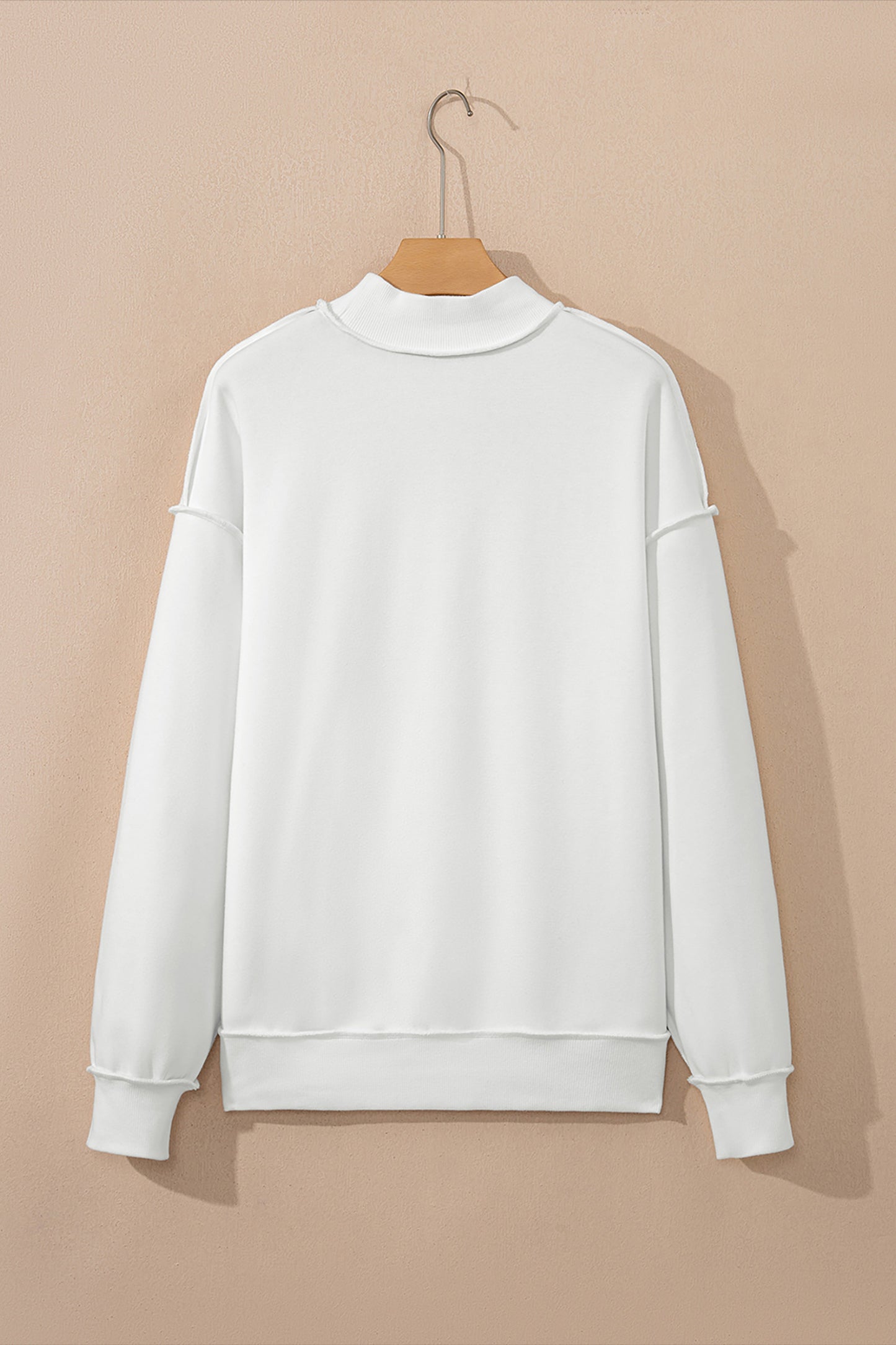 Dark Blue Oversize Drop Shoulder Reversible Mock Neck Sweatshirt