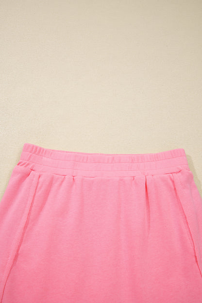 Sachet Pink Slim Tank Top Elastic Waist Mini Skort 2pcs Outfit