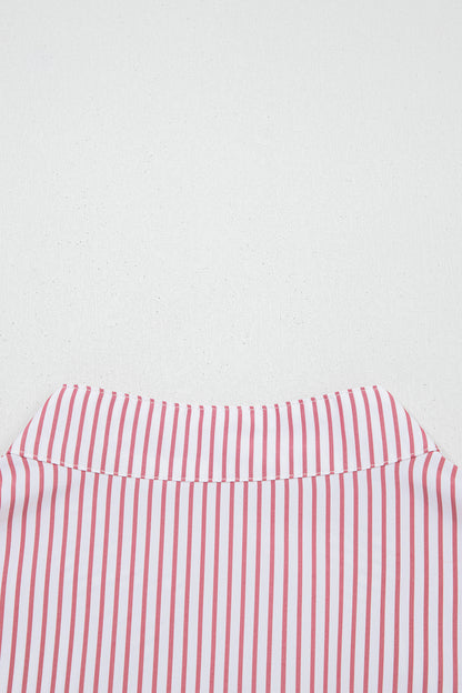 Red Stripe Plus Size Ruffled Hem Pinstriped Midi Dress