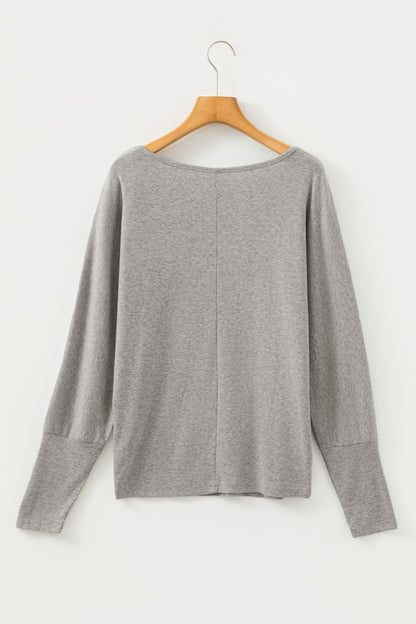 Red Dahlia Solid Color Extended Cuffs Long Sleeve Top
