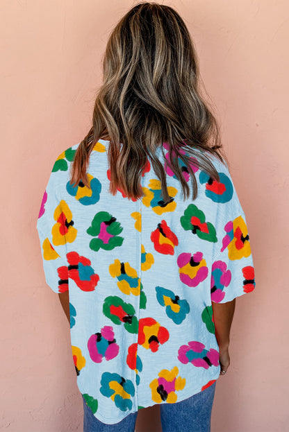 Green Leopard Drop Shoulder Oversize Tee