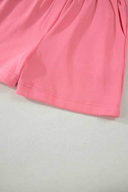 Sky Blue Half Zipped Ruffled Short Set