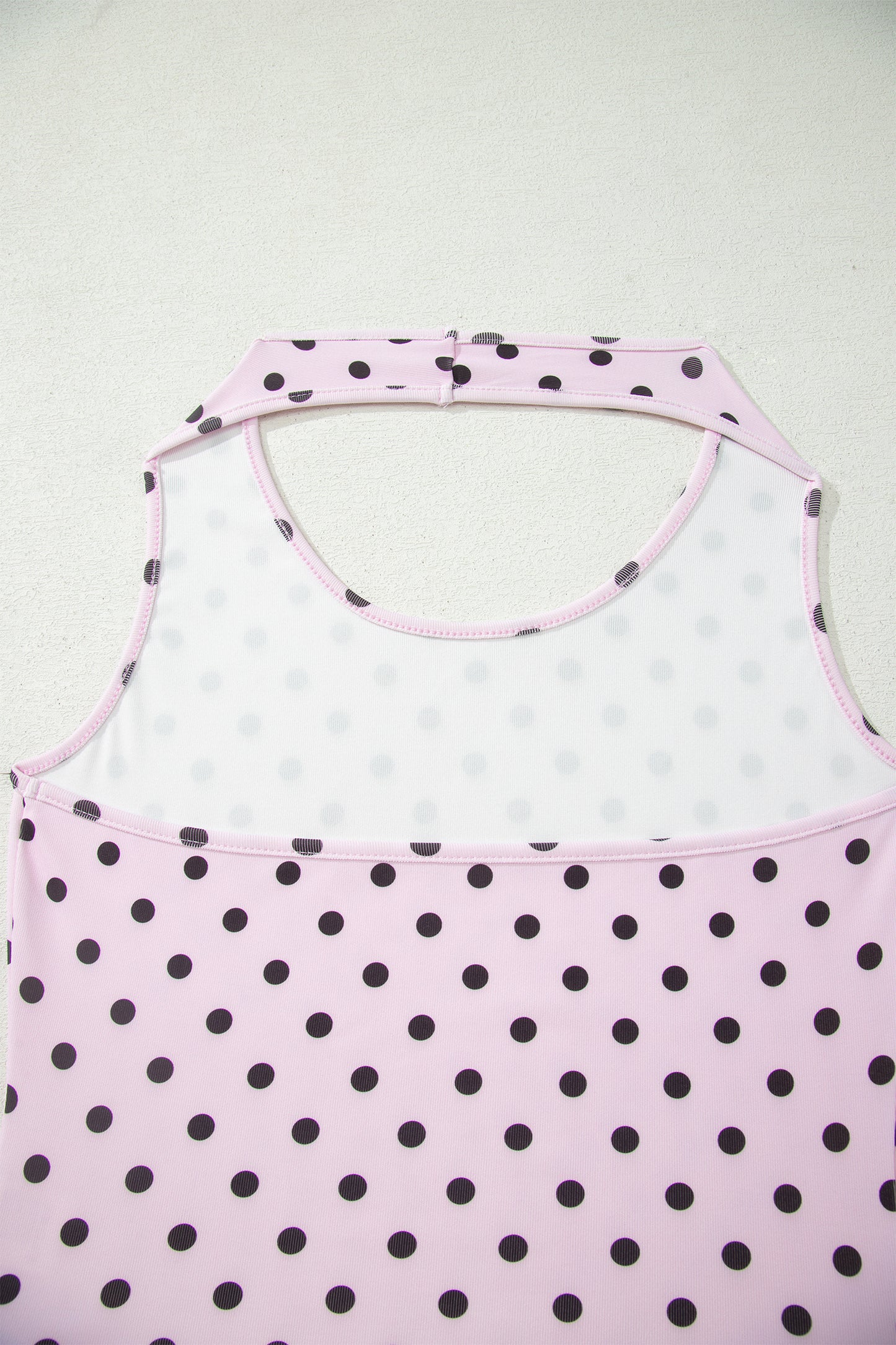Brown Polka Dot Halter Tank Drawstring Elastic Waist Short Set