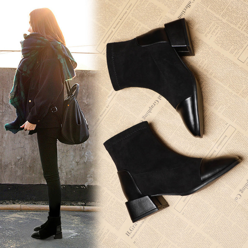 Versatile Women's Thick Heel Short Boots