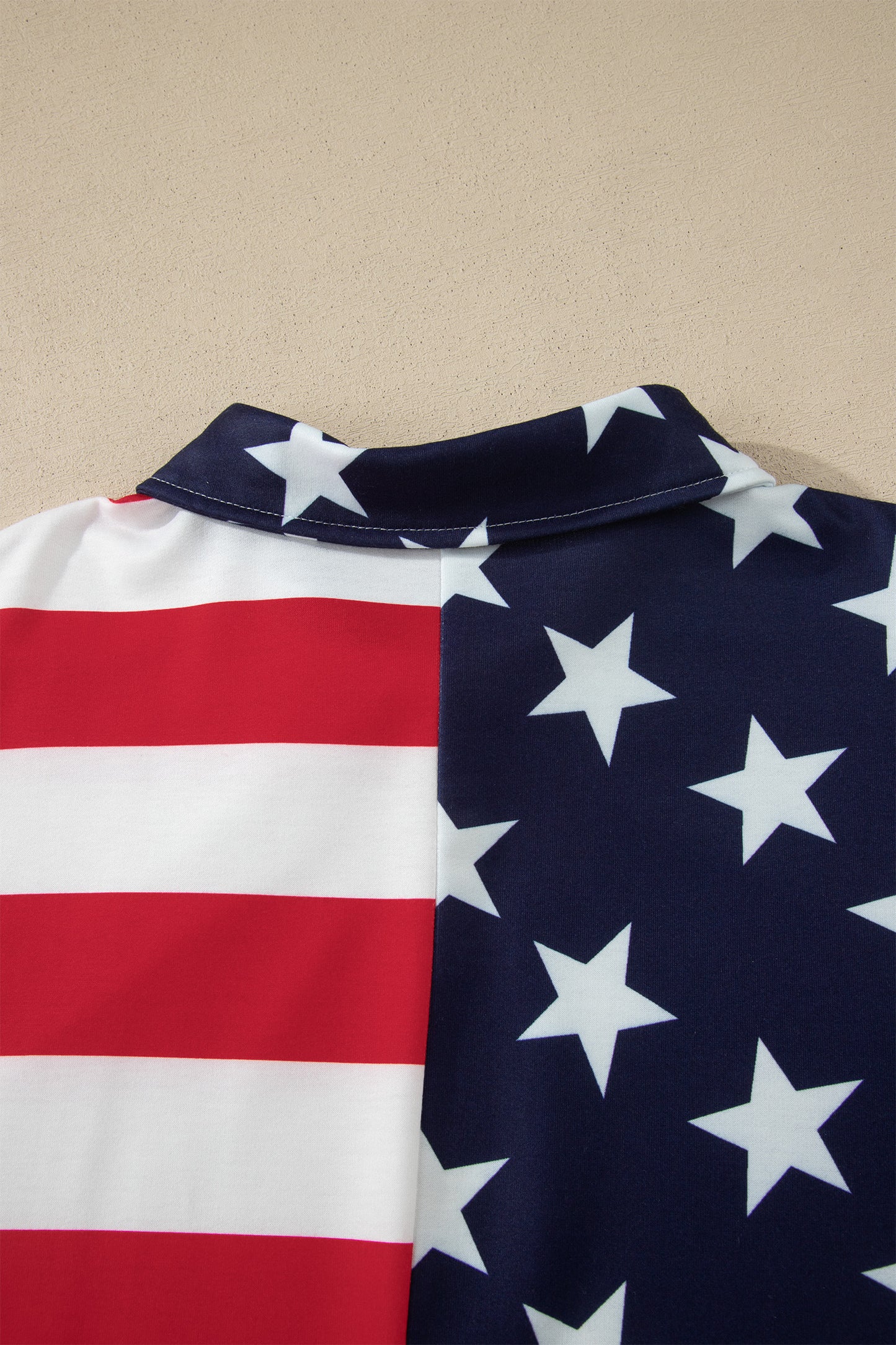 Multicolour Stars Stripes American Flag Zipped Collar Oversized Sweatshirt