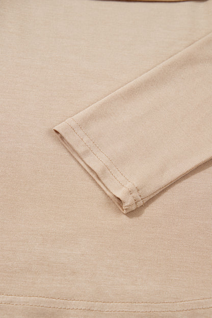 Smoke Gray Foldover Off Shoulder Long Sleeve Slim Top
