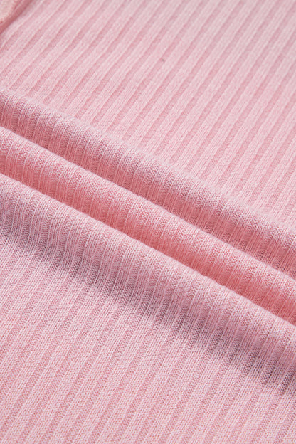 Pink Stripe Exposed Seam Ribbed Patchwork Oversized Tee