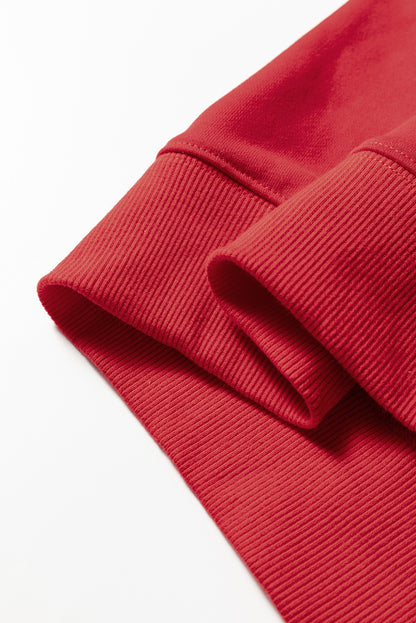 Fiery Red Colorblock Drop Shoulder Baggy Sweatshirt