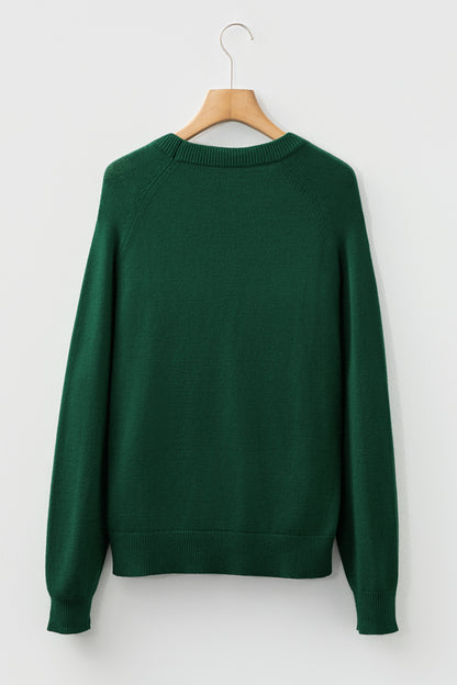 Racing Red MERRY Letter Pattern Christmas Raglan Sleeve Sweater