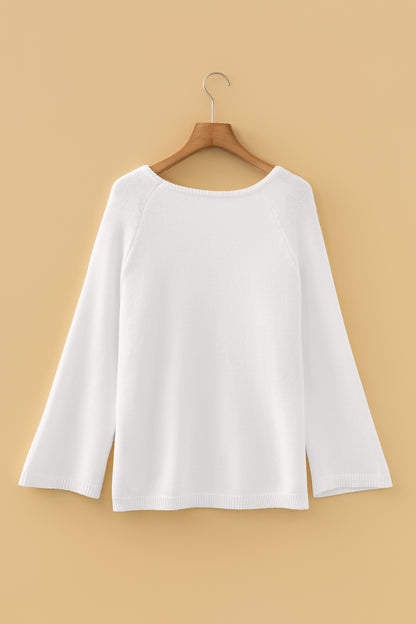 Sky Blue Solid Color Knit Loose Bracelet Sleeve Dolman Sweater