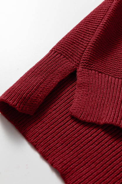 Red Dahlia Solid Color Front Seam Drop Shoulder Loose Sweater