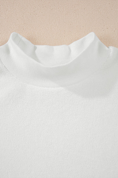 Dark Blue Oversize Drop Shoulder Reversible Mock Neck Sweatshirt