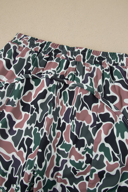 Multicolour Camouflage Print Athletic Lined Shorts