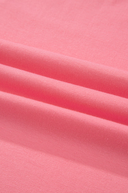 Peach Blossom Solid Color Raw Seam Detail Ruffle Hem Plus Size T Shirt