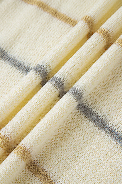 Multicolour Striped Ribbed Edge Drop Shoulder Sweater