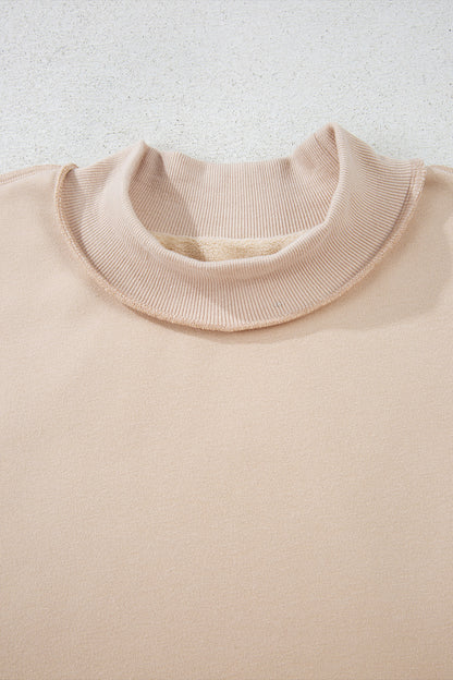 Dark Blue Oversize Drop Shoulder Reversible Mock Neck Sweatshirt
