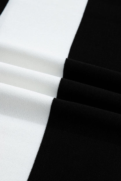 Black Stripe Colorblock Striped Knitted T shirt