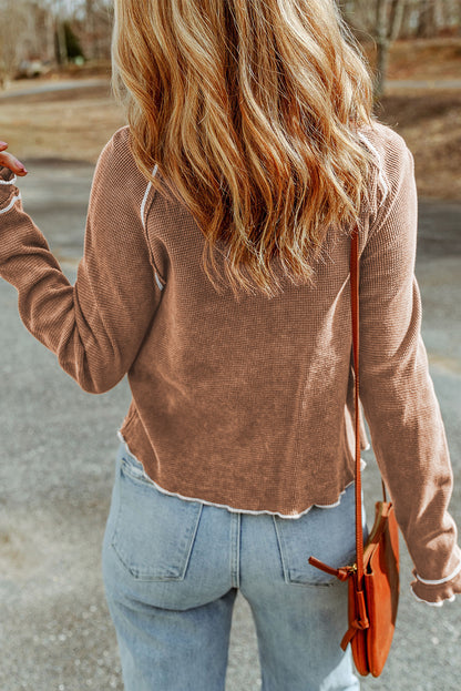 Tillandsia Purple Textured Round Neck Long Sleeve Top