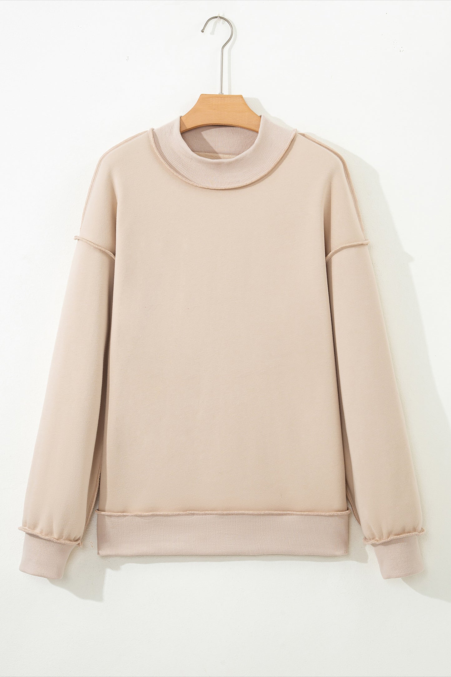 Dark Blue Oversize Drop Shoulder Reversible Mock Neck Sweatshirt