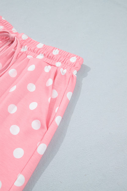 Green Polka Dot Oversized Top Drawstring Short Set