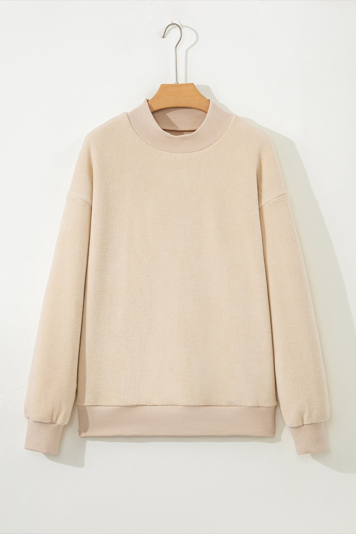 Dark Blue Oversize Drop Shoulder Reversible Mock Neck Sweatshirt