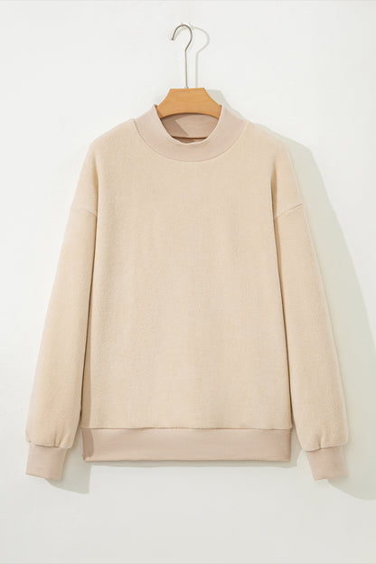 Dark Blue Oversize Drop Shoulder Reversible Mock Neck Sweatshirt