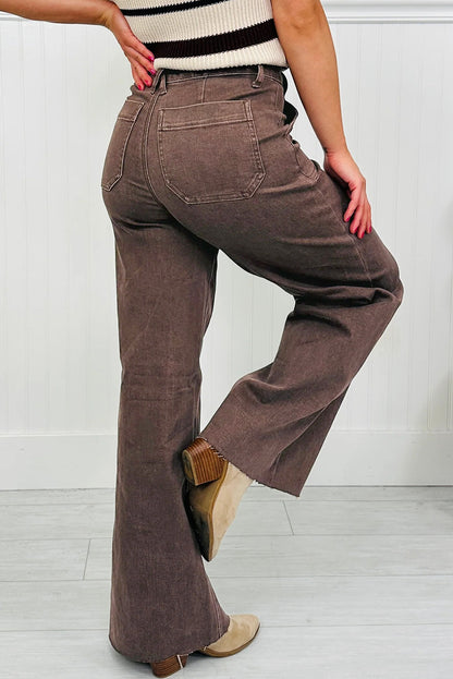 Dusk Blue Retro Washed Patch Pocket Loose Jeans