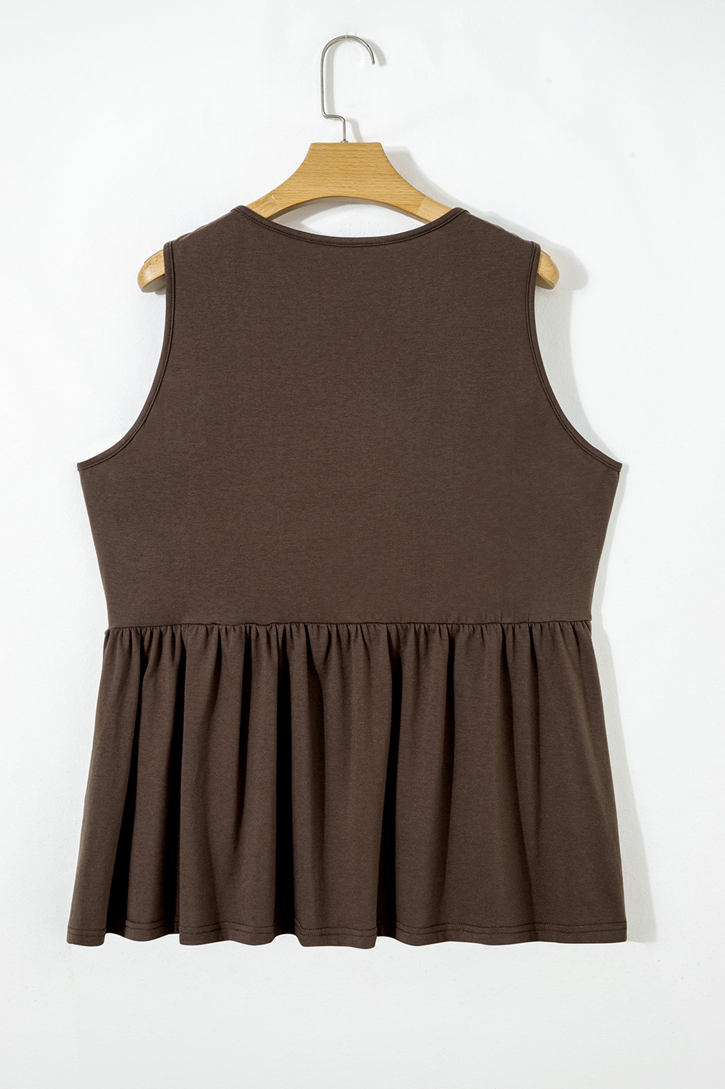 Black Plus Size Solid Color Bow Tie Peplum Tank Top