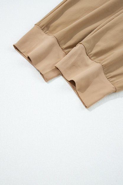 Medium Grey Elastic High Waist Pocketed Cargo Jogger Pants