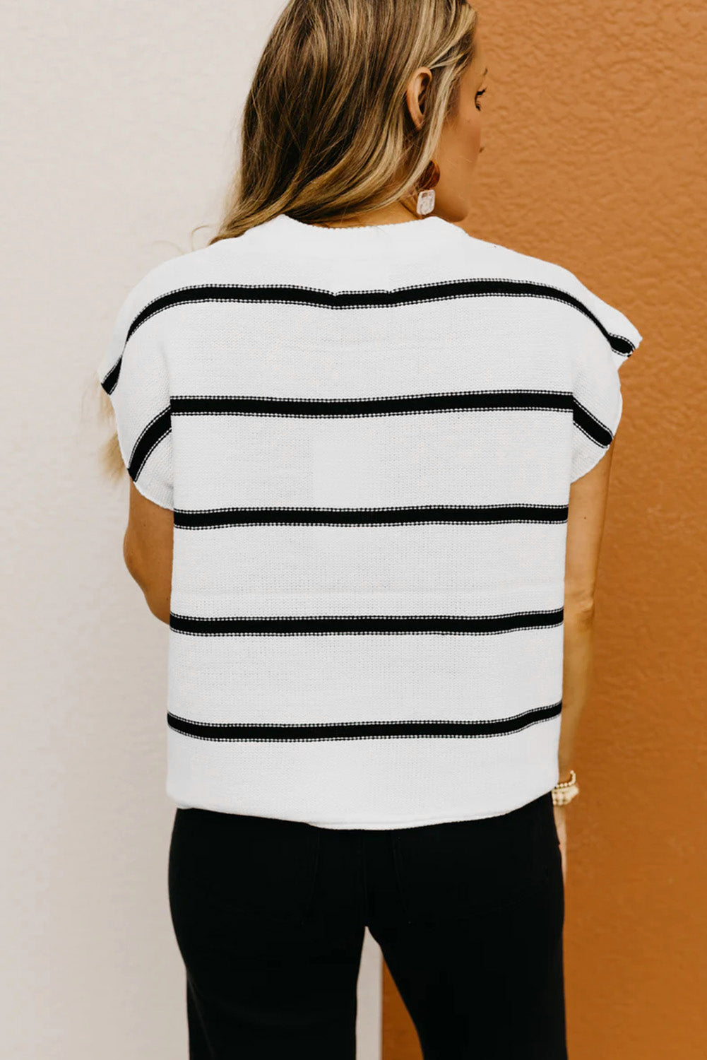 Blue Striped Batwing Sleeve Sweater Tee