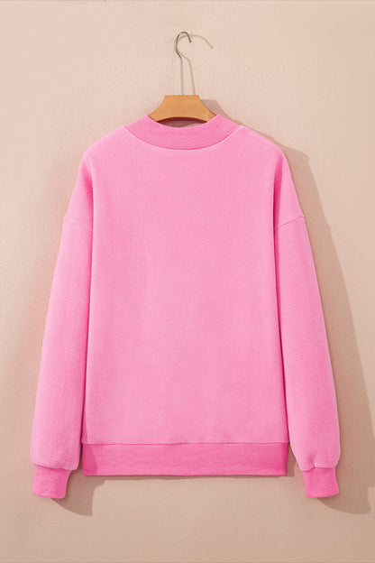 Dark Blue Oversize Drop Shoulder Reversible Mock Neck Sweatshirt