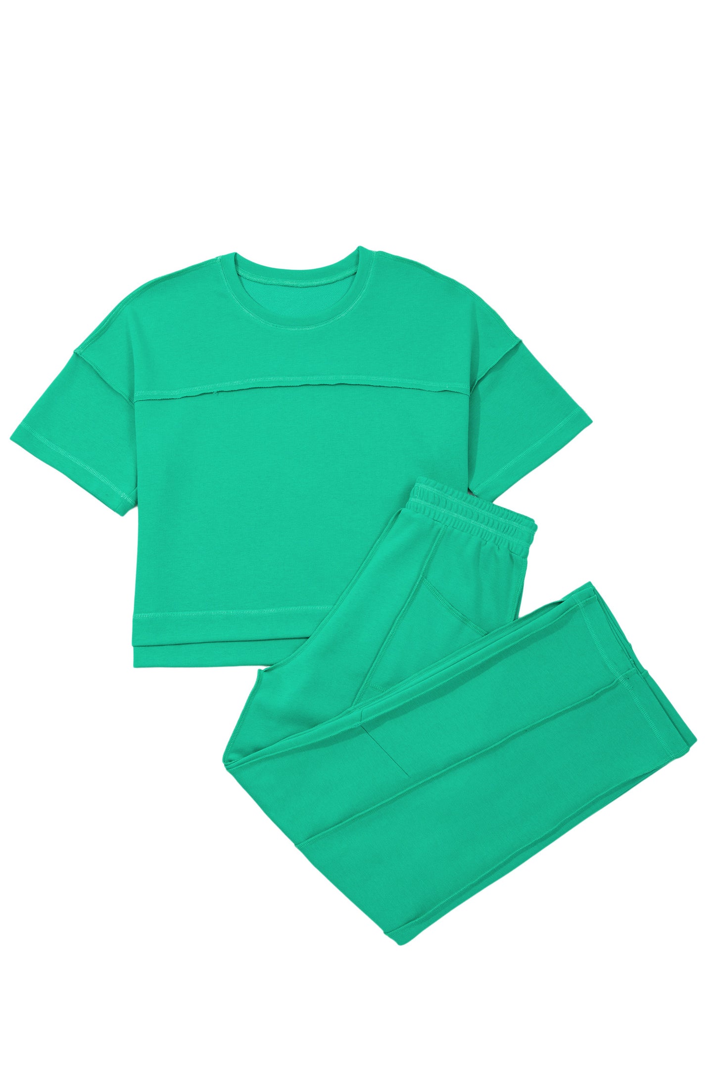 Sky Blue Drop Shoulder Boxy Tee and Barrel Pants Set