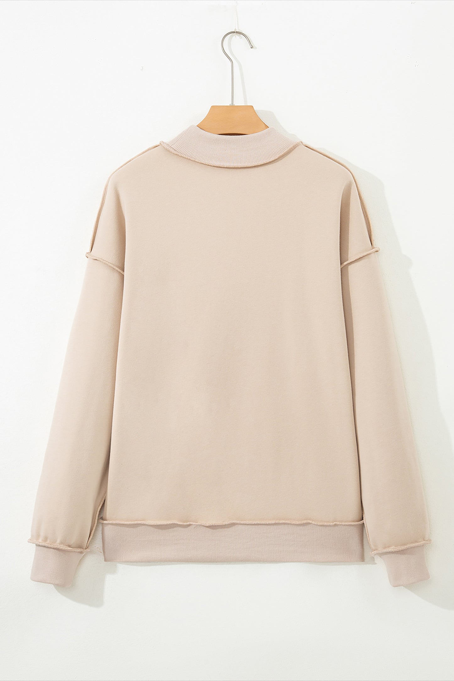 Dark Blue Oversize Drop Shoulder Reversible Mock Neck Sweatshirt