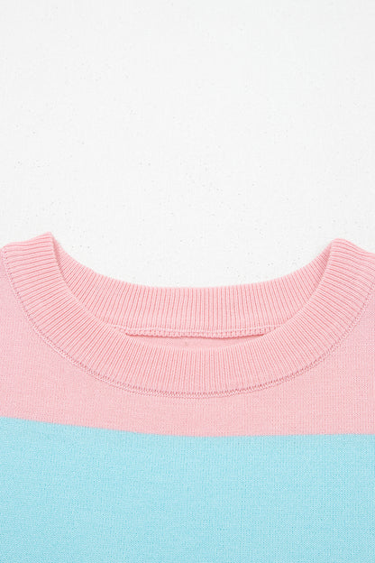Black Stripe Colorblock Striped Knitted T shirt