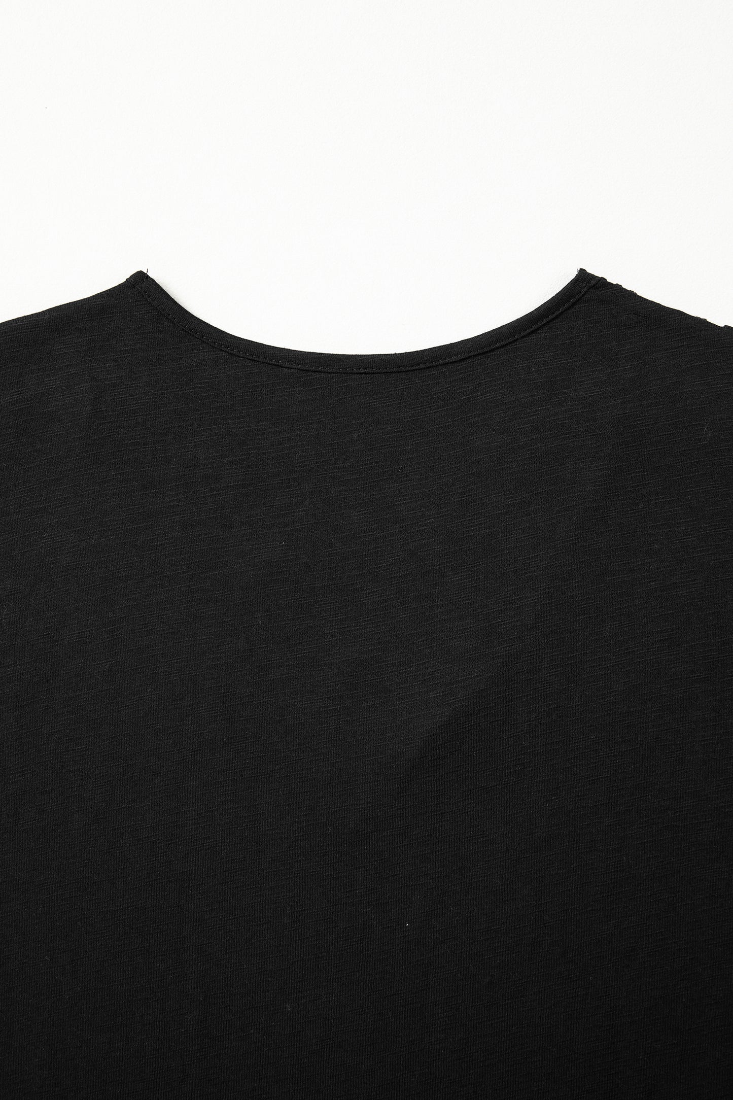 Black Cutout Embroidered Trim V Neck Cap Sleeve Tee