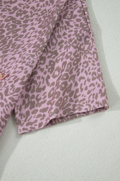 Khaki Leopard Retro Studded Star Patch Loose Tee