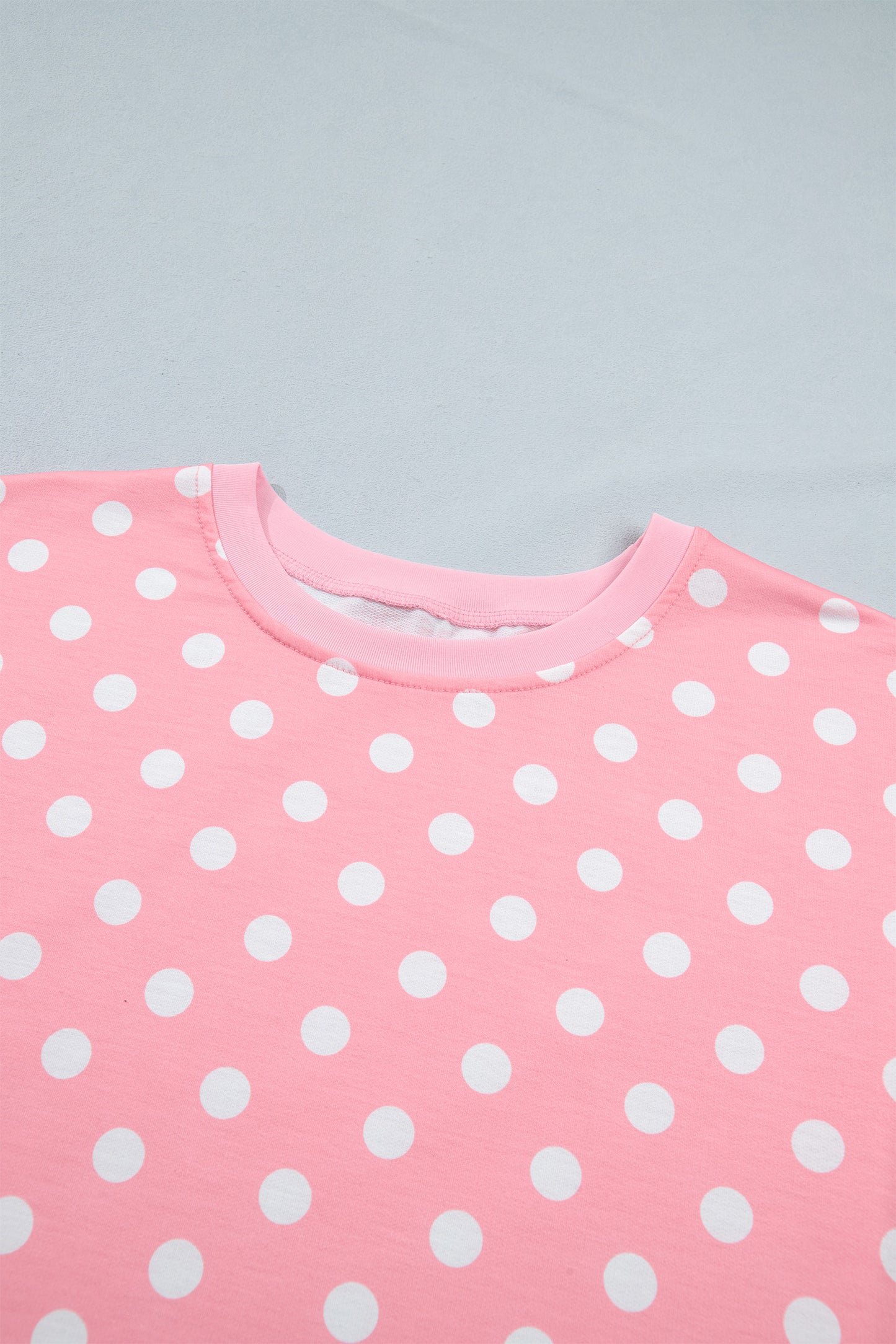 Green Polka Dot Oversized Top Drawstring Short Set