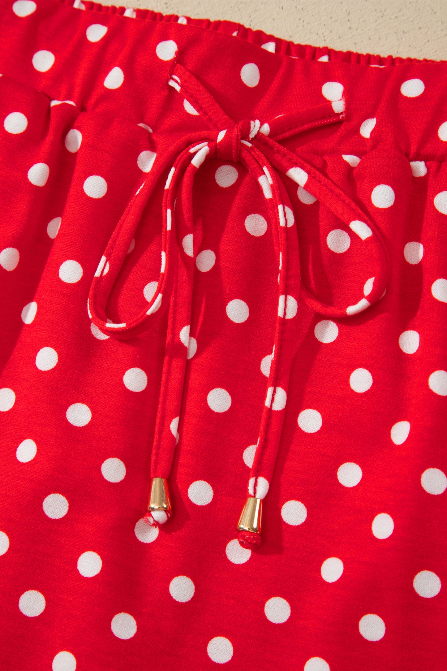 Black Polka Dot Drawstring Casual Mini Skort