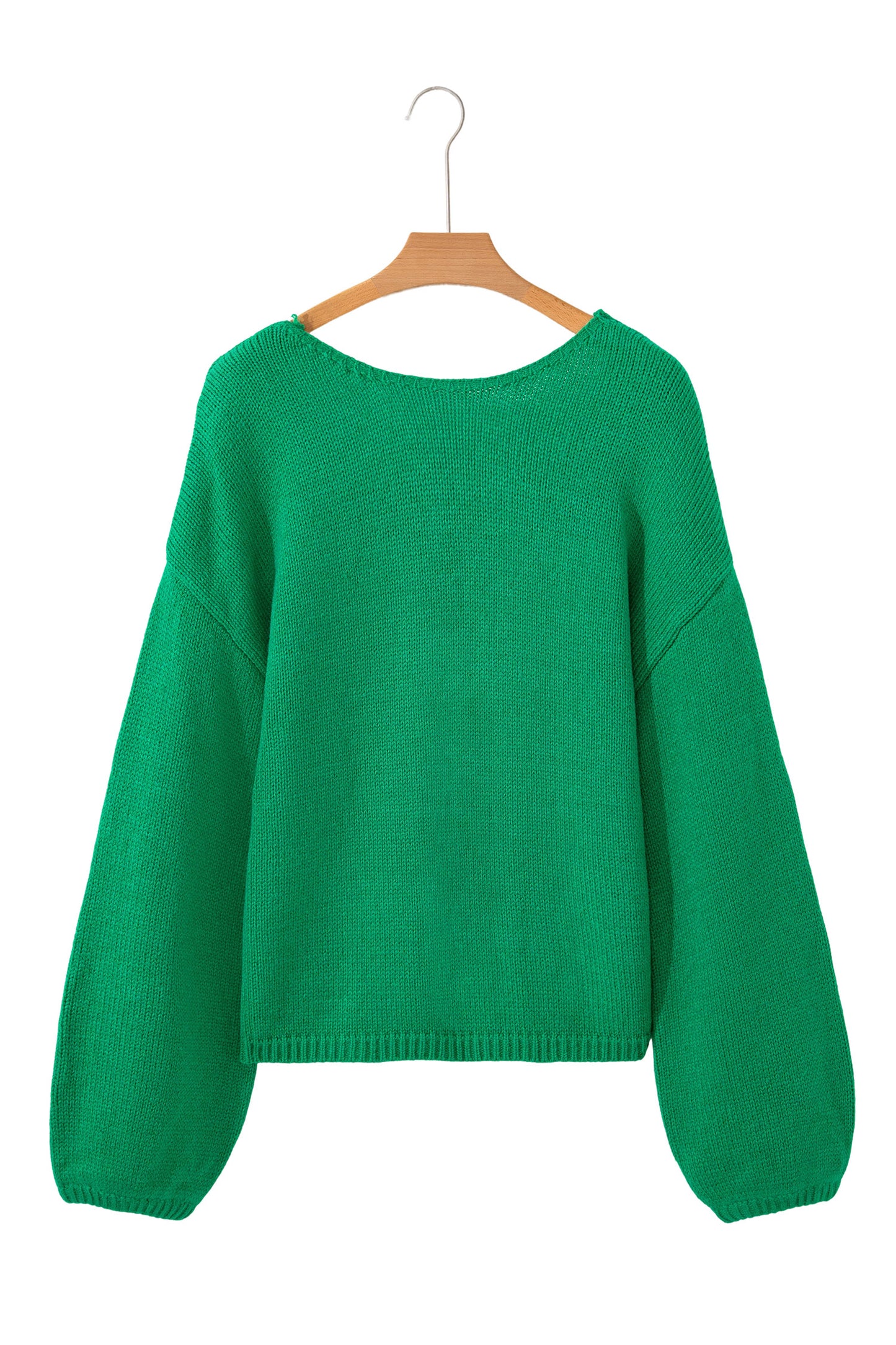 Fiery Red Festive Bow Backless Bubble Sleeve Sweater