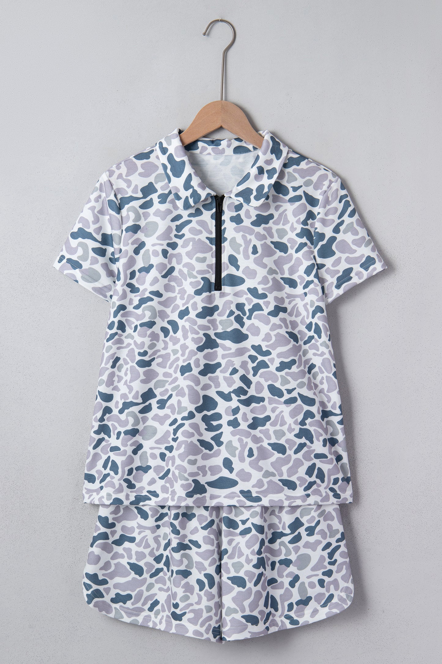 Multicolour Abstract Patterned Polo Collar T Shirt and Shorts Set